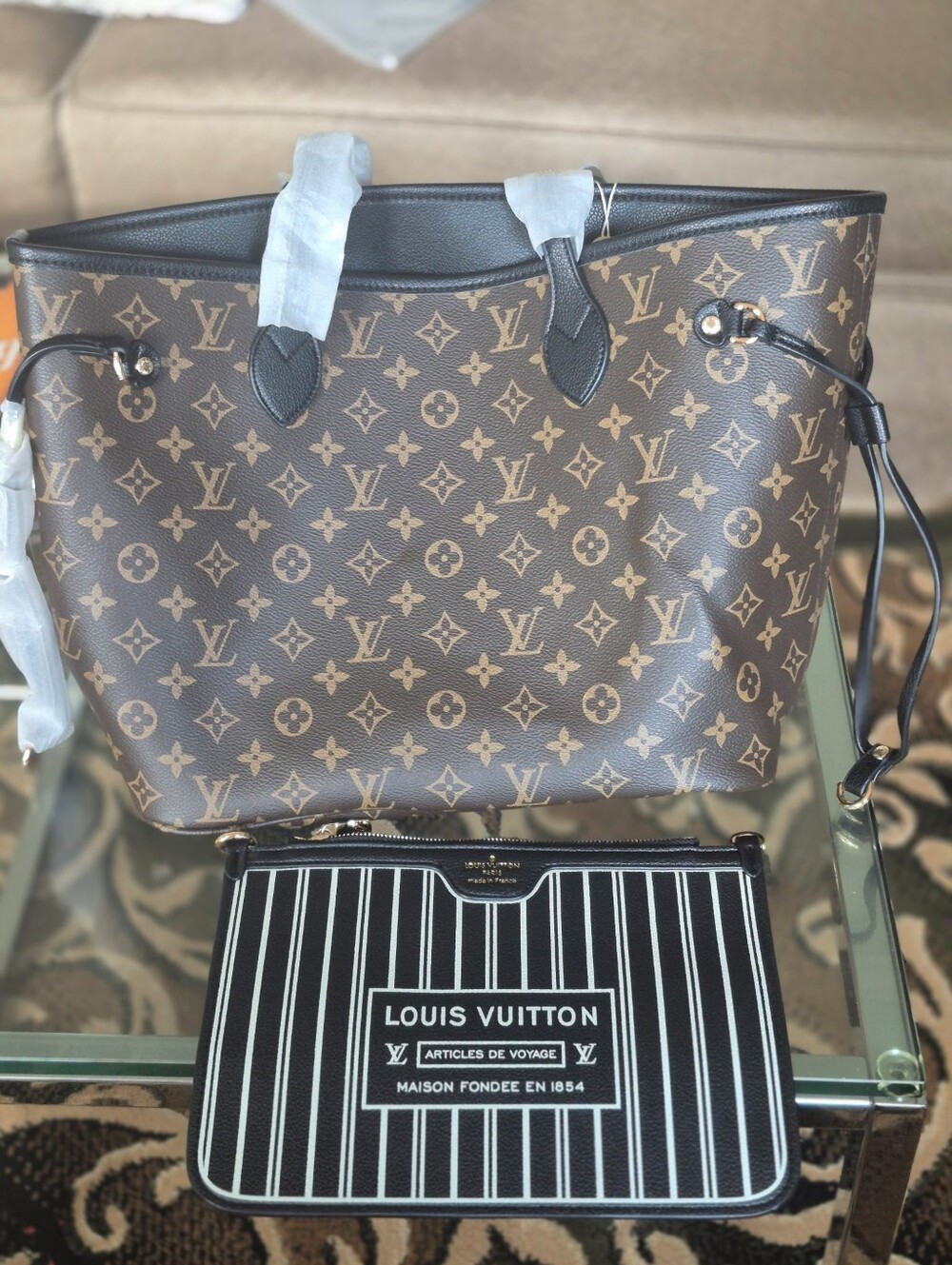 Designer Inspired Monogram Canvas Tote - Picture 10 of 14